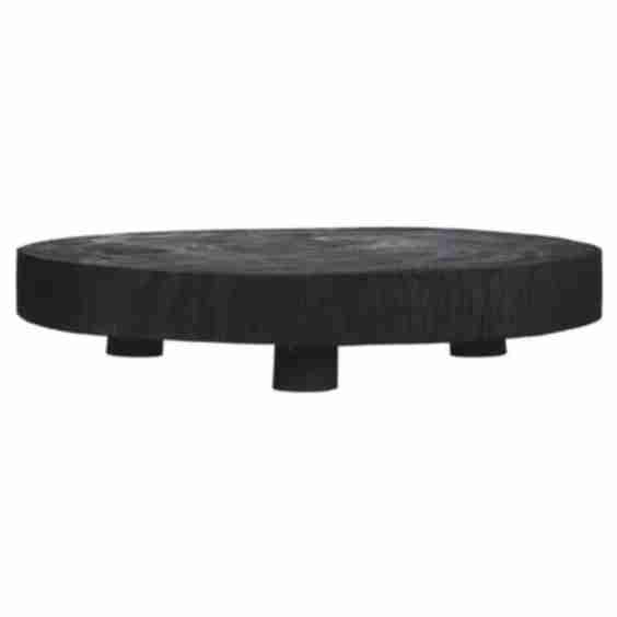 Bailey Rustic Lodge Black Wood Round Serving Tray - Large