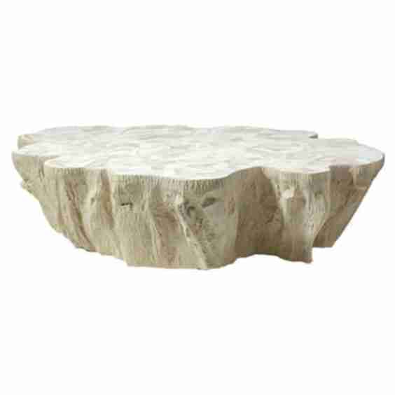 Palecek Marcela Coastal Cream Inlaid Fossilized Clam Shell Outdoor Coffee Table