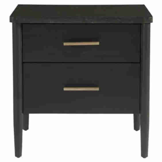 Nicolle Rustic Lodge Black Stop Top Wood Frame 2 Drawer Nightstand