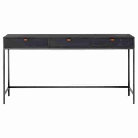Theodore Industrial Loft Wood Iron Base 3 Drawer Writing Desk