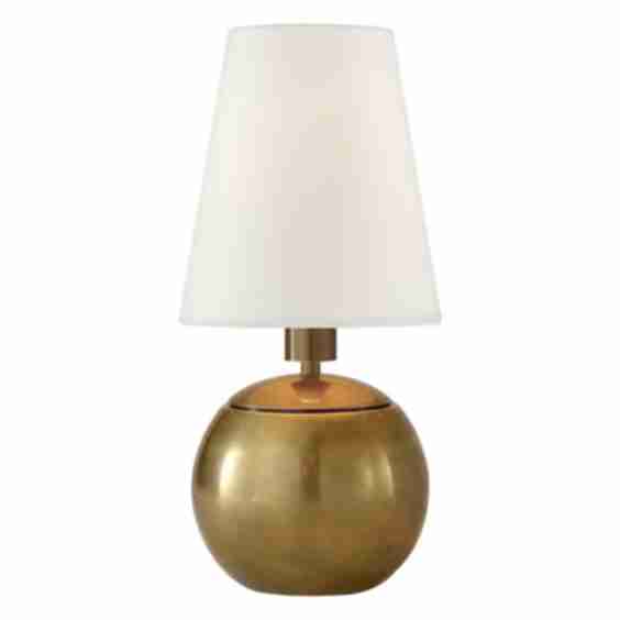 Visual Comfort Terri Crystal Linen Shade Round Table Lamp - Extra Small