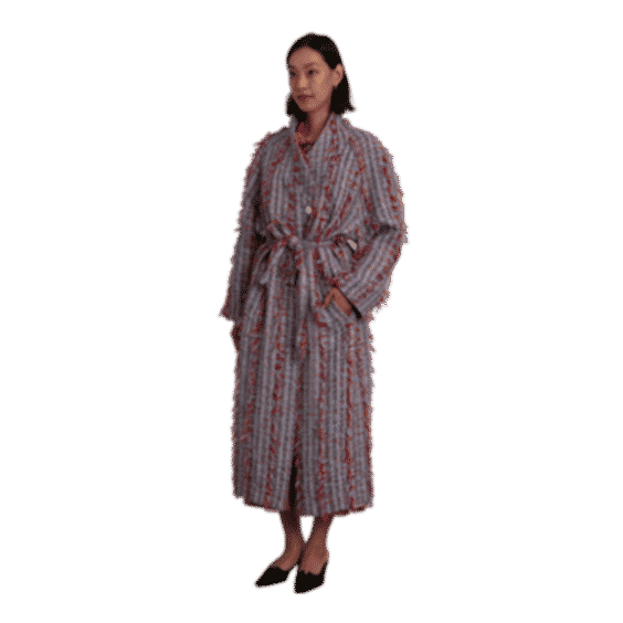 Baby Blue Fringe Tweed Coat