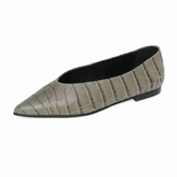 Yvette Croc Embossed Leather Flats Loafer