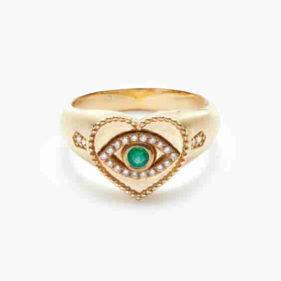 Eye Heart Signet Ring