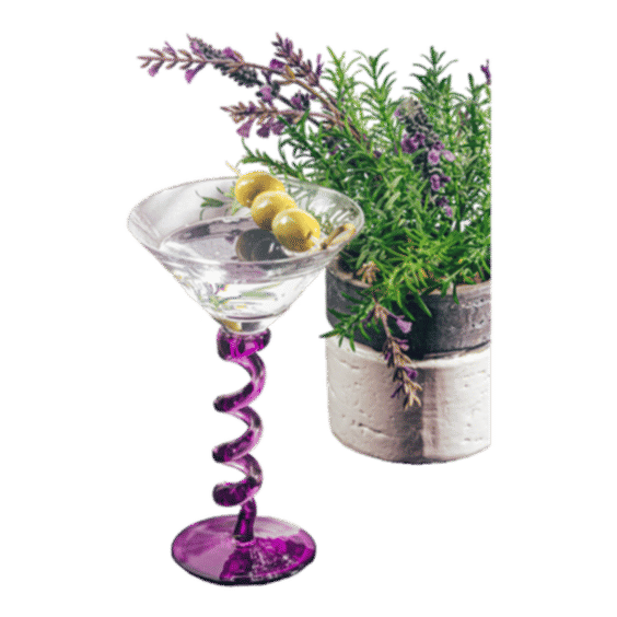 Violet Spiral Stem Martini Glass