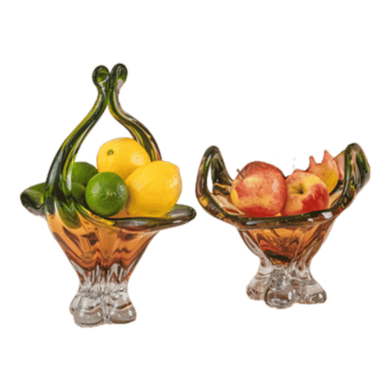 Verdant Amber Glass Baskets