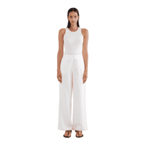 Fixed Waist Linen Trouser