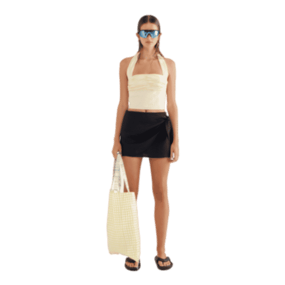 Linen Tie Mini Skirt