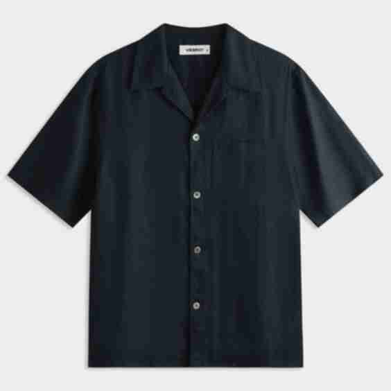Short Sleeve Linen Camp Collar Shirt