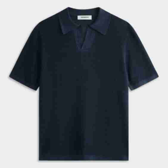 Rib Knit Open Neck Polo