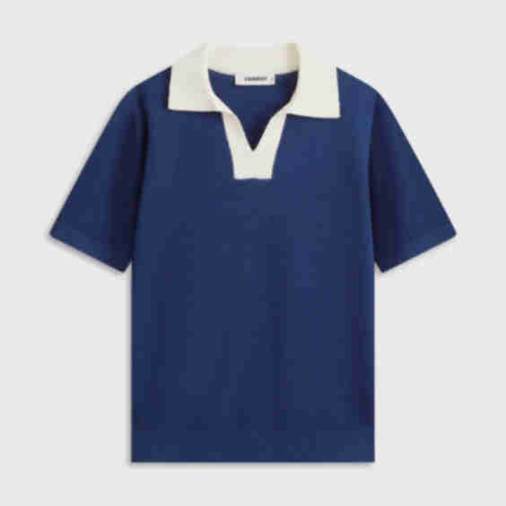 Relaxed Cotton Knit Open Neck Polo