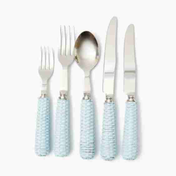 Blue Rattan Cutlery 5 Piece
