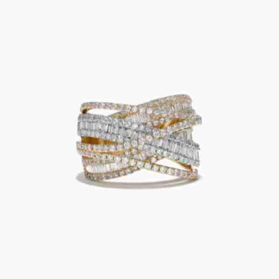 Duo 14 K White And Yellow Gold Diamond Crossover Ring 2 75 Tcw