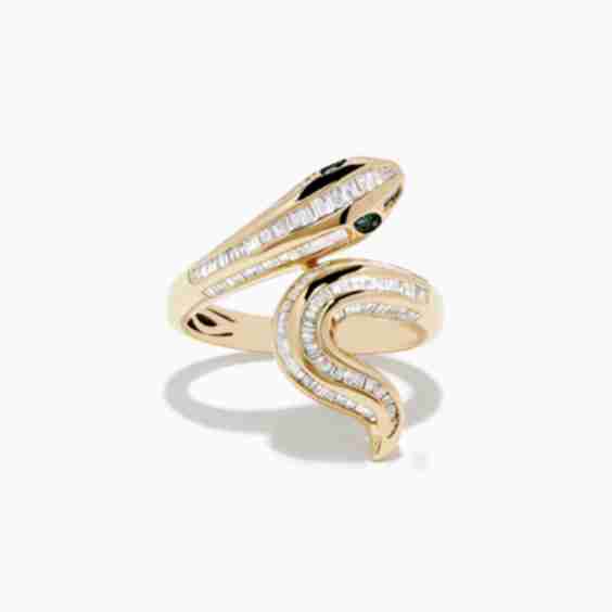 Safari Emerald And Diamond Snake Ring