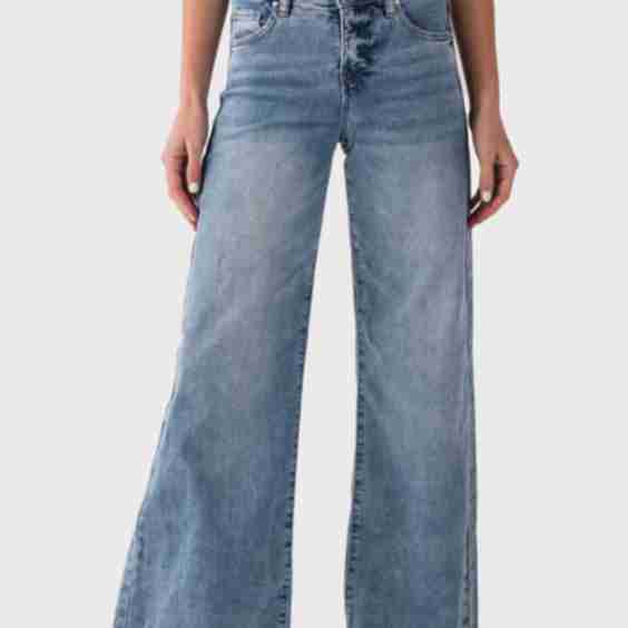 Tummy Control High Rise Ankle Palazzo Jeans