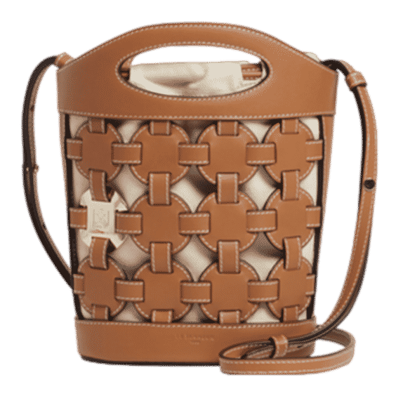 Le Potier Small Bucket Bag in Canvas Cotton and Smooth Leather