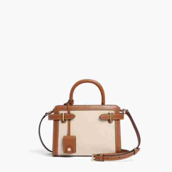 Emille Small Handbag in Cotton Canvas and Smooth Leather