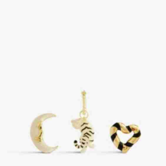Daring Adventure 14 Ct Yellow Gold Plated Sterling Silver and Enamel Earrings Set