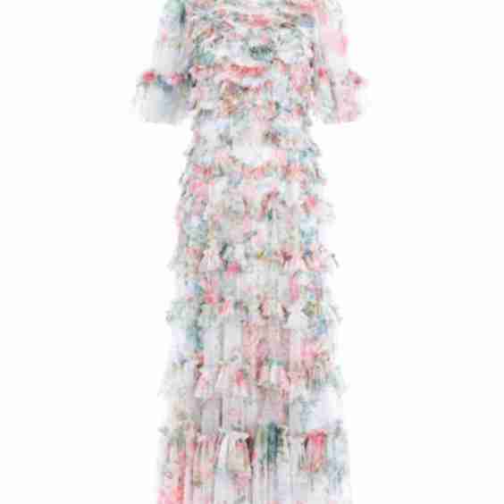 Floral Romance Round Neck Ballerina Dress