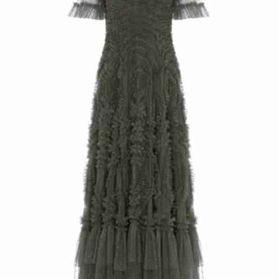 Verity Ruffle V Neck Gown