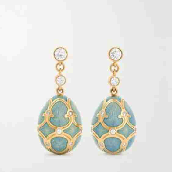 Heritage 18-Karat Gold, Enamel And Diamond Earrings