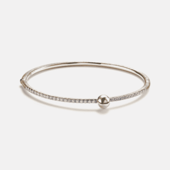 Ball 14KT Gold Bangle With Diamonds