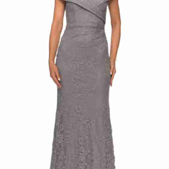 Lace Off The Shoulder Cap Sleeve Evening Dress