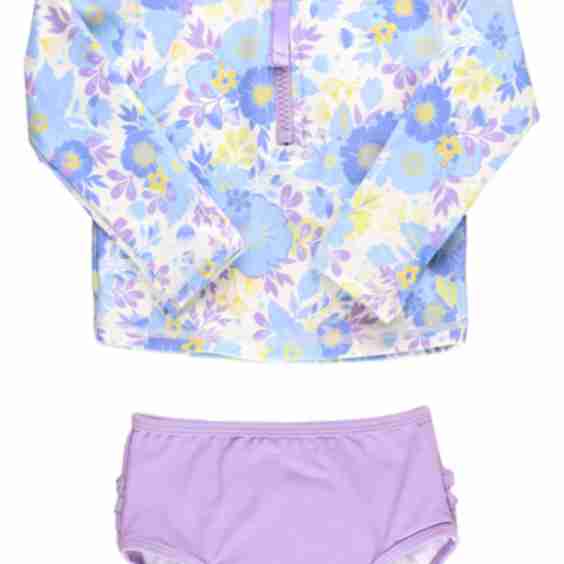 Kids' Pristine Blooms Two-Piece Rashguard Swimsuit