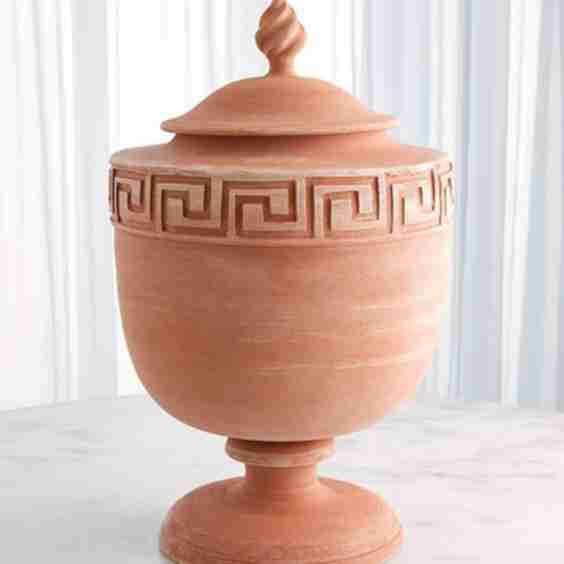 28" Villa Greek Key Terracotta Urn