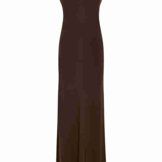 Bordeaux Viscose Crepe Long Dress
