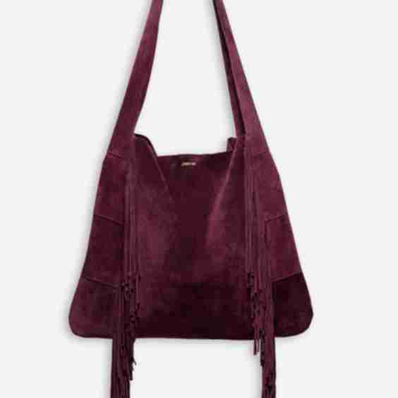 Italian Suede Fringe Hobo Bag