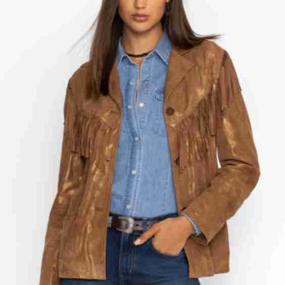 Italian Suede Fringe Cropped Jacket