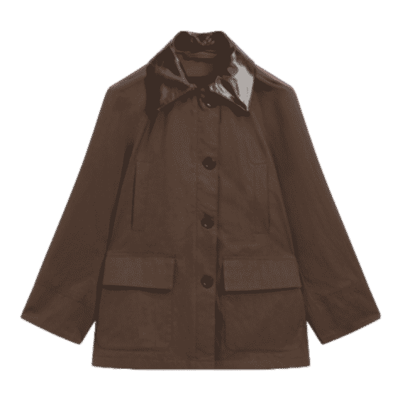 Cotton Blend Parka with Detachable Leather Detail