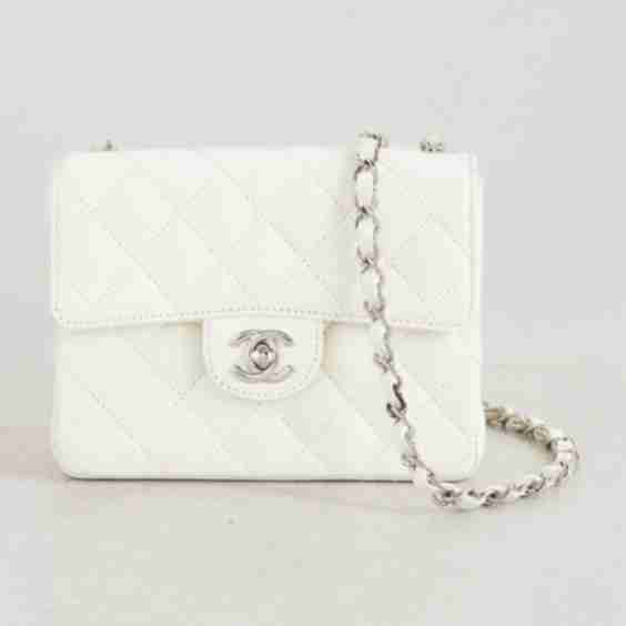 Chanel White Caviar Half Flap Mini Bag