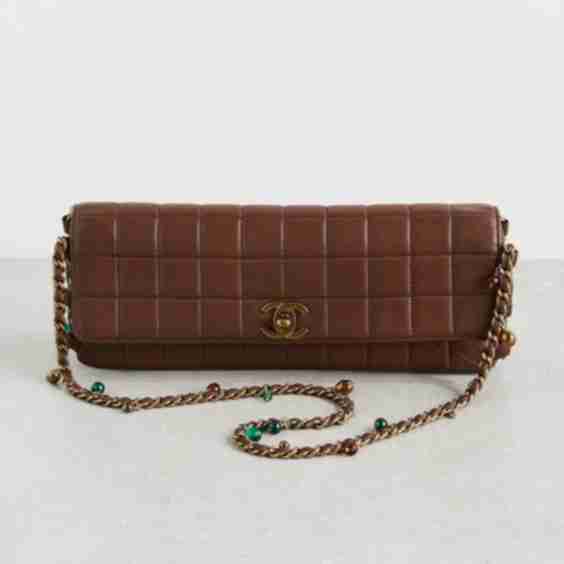Chanel Brown Lambskin Beaded Chain Bag