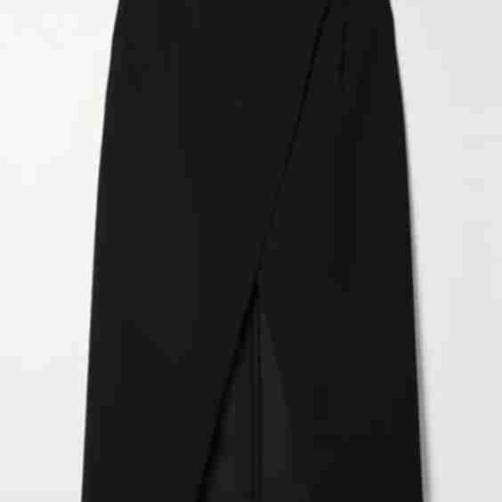 Wrap-Effect Crepe Midi Skirt