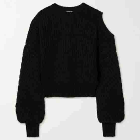 Cutout Ribbed Merino Wool-Blend Sweater