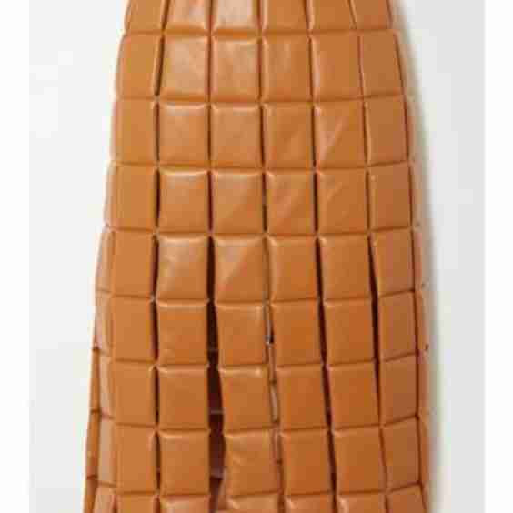 Fringed Quilted Faux Leather Skirt