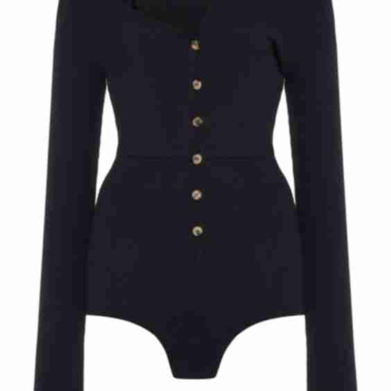 Asymmetric Stretch-Cotton Bodysuit