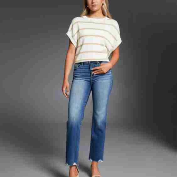 Black Fit No. 75 Cropped Straight Stretch Jean