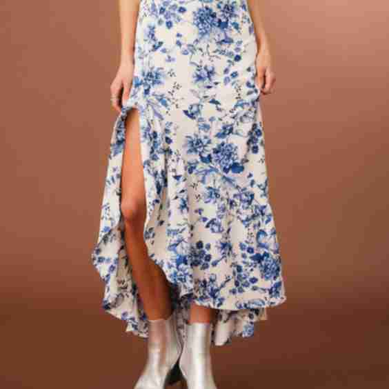 Sterling & Stitch Floral Ruffle Maxi Skirt