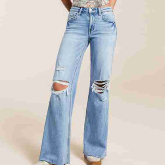 Mid-Rise Wide Leg Stretch Jean