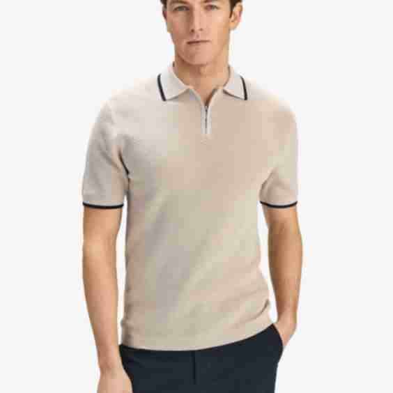 Half Zip Cotton Knitted Polo