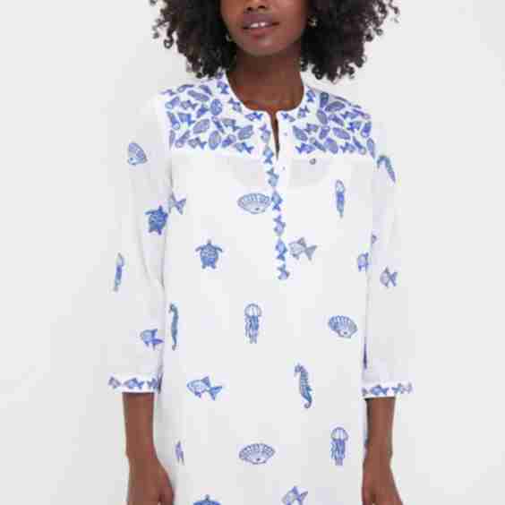White Seaworld Embroidered Lily Dress