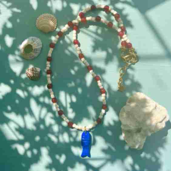 Striped Lapis Fish Necklace