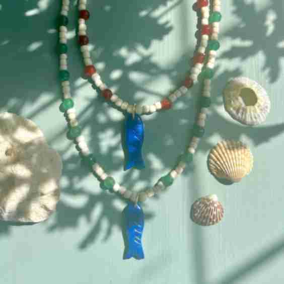 Striped Lapis Fish Necklace