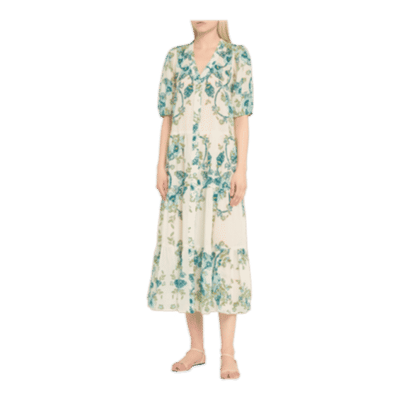 Anyeta Floral Cotton Short-Sleeve Tiered Maxi Dress