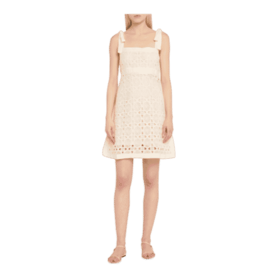 Andie Tie-Shoulder Cotton Crochet Lace Mini Dress