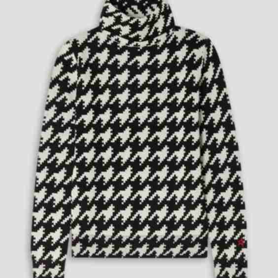 Houndstooth Merino Wool Turtleneck Sweater