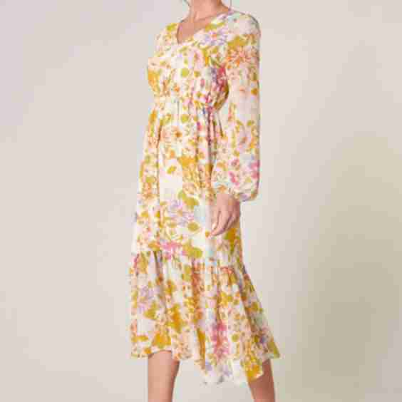 La Rochelle Nellie Ruffle Midi Dress